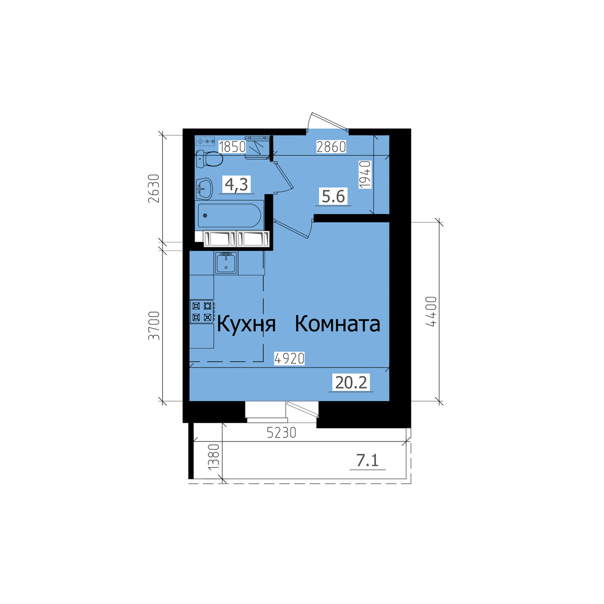 планировка Студия №33 Студия №33