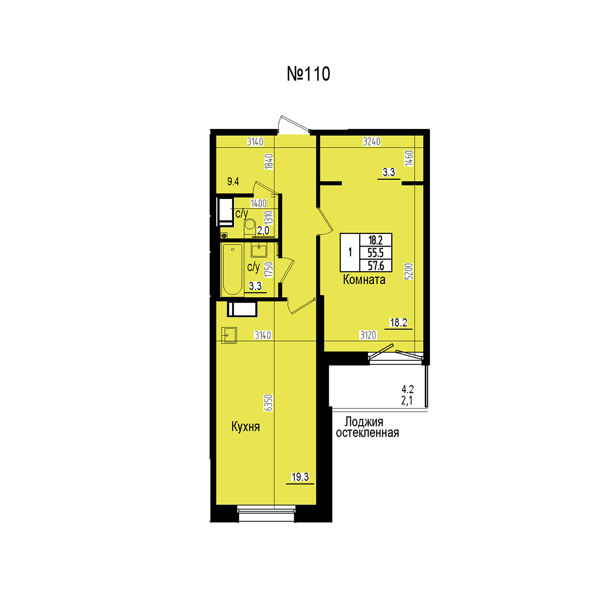 Однокомнатная №110