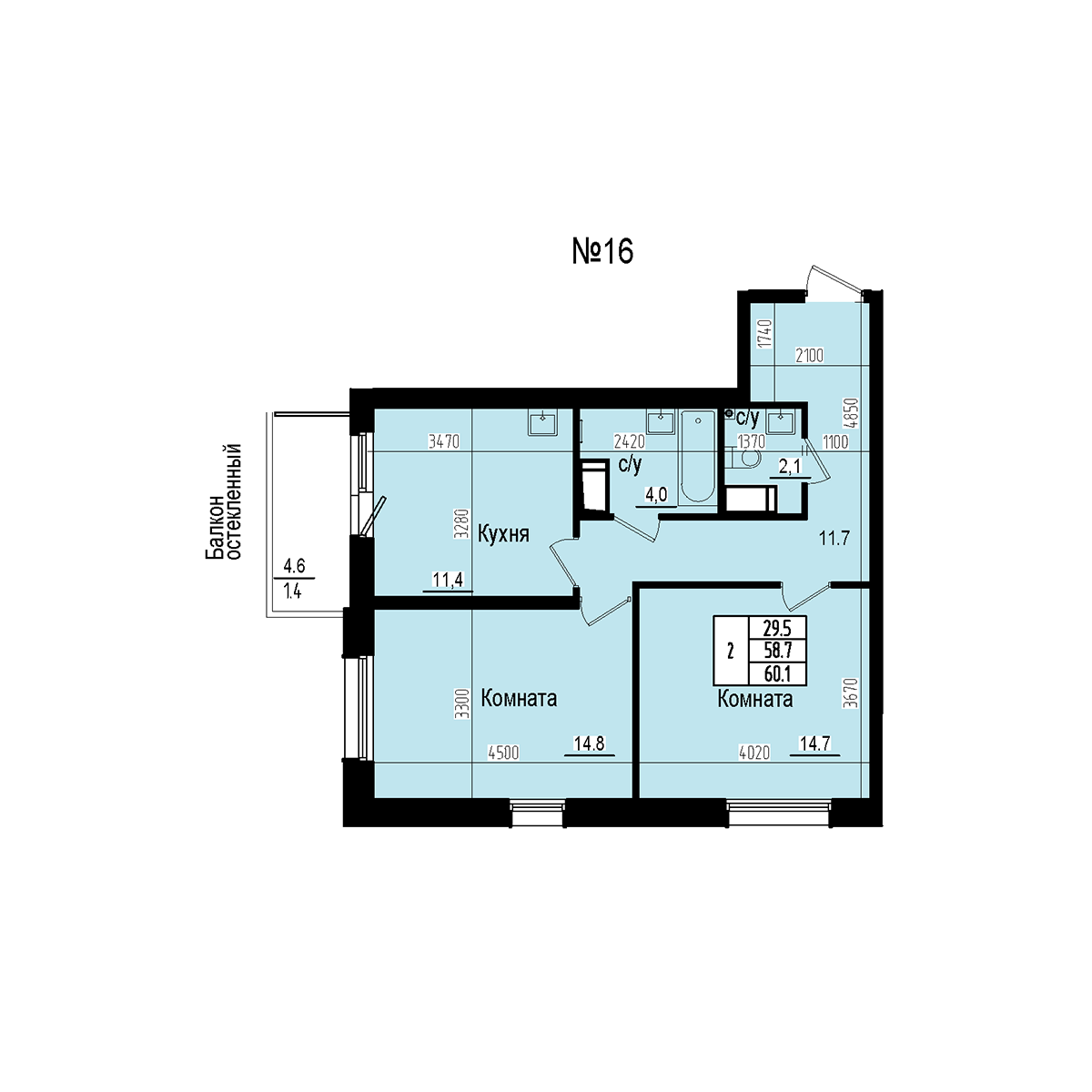Двухкомнатная №16