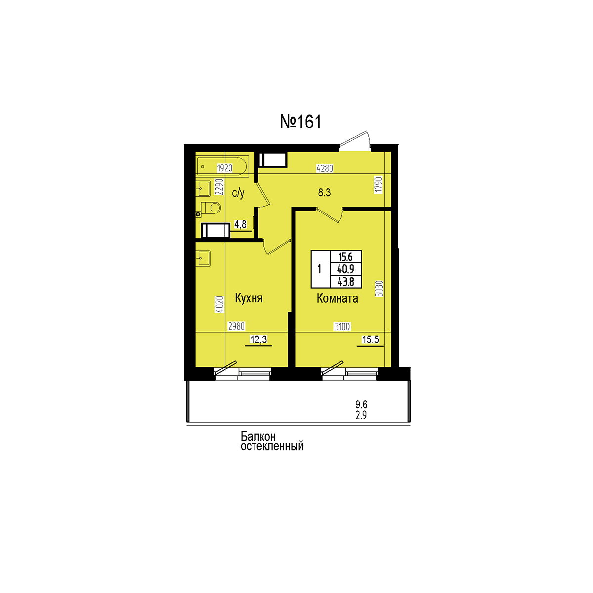 Однокомнатная №161