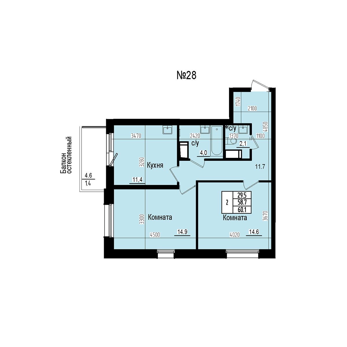 Двухкомнатная №28