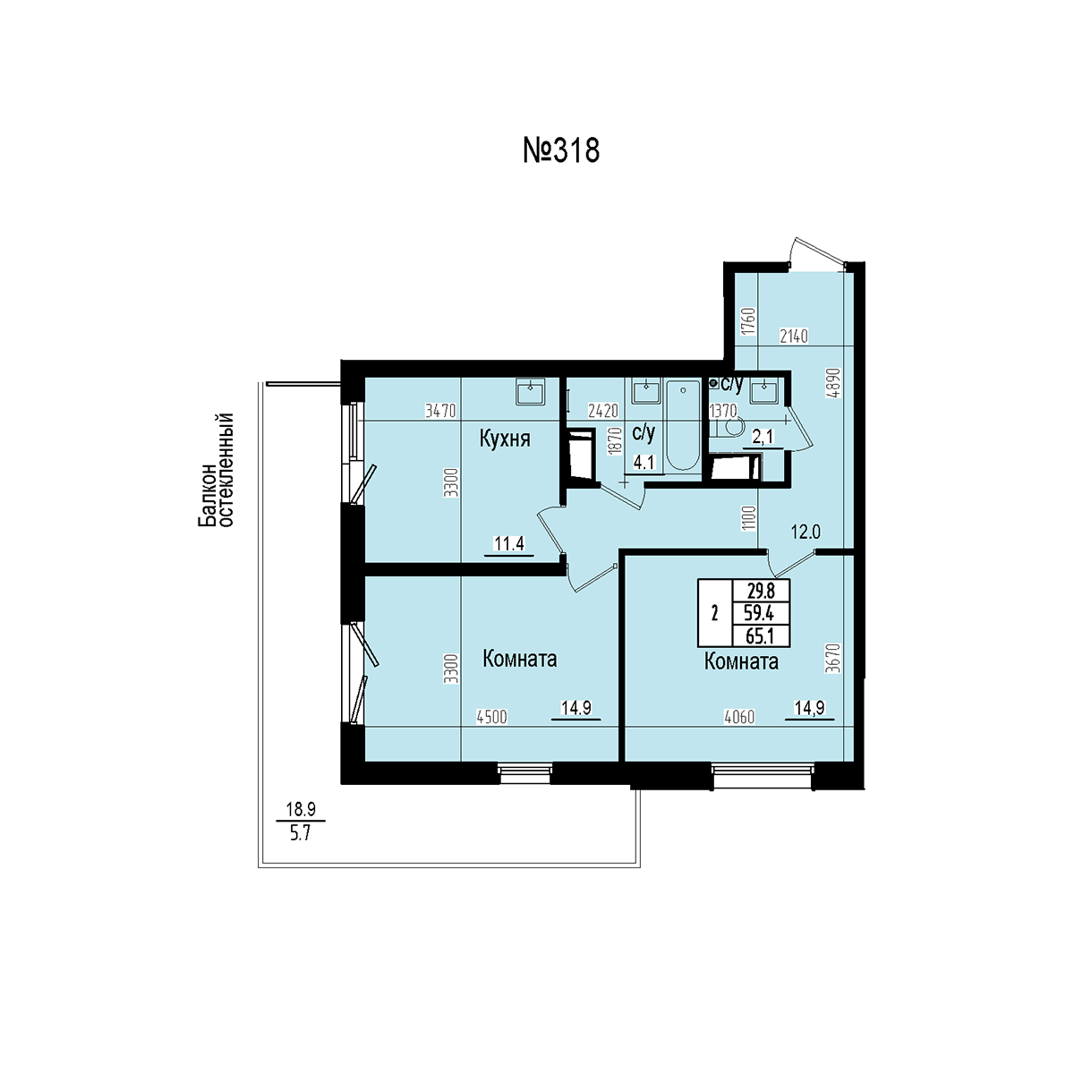 Двухкомнатная №318