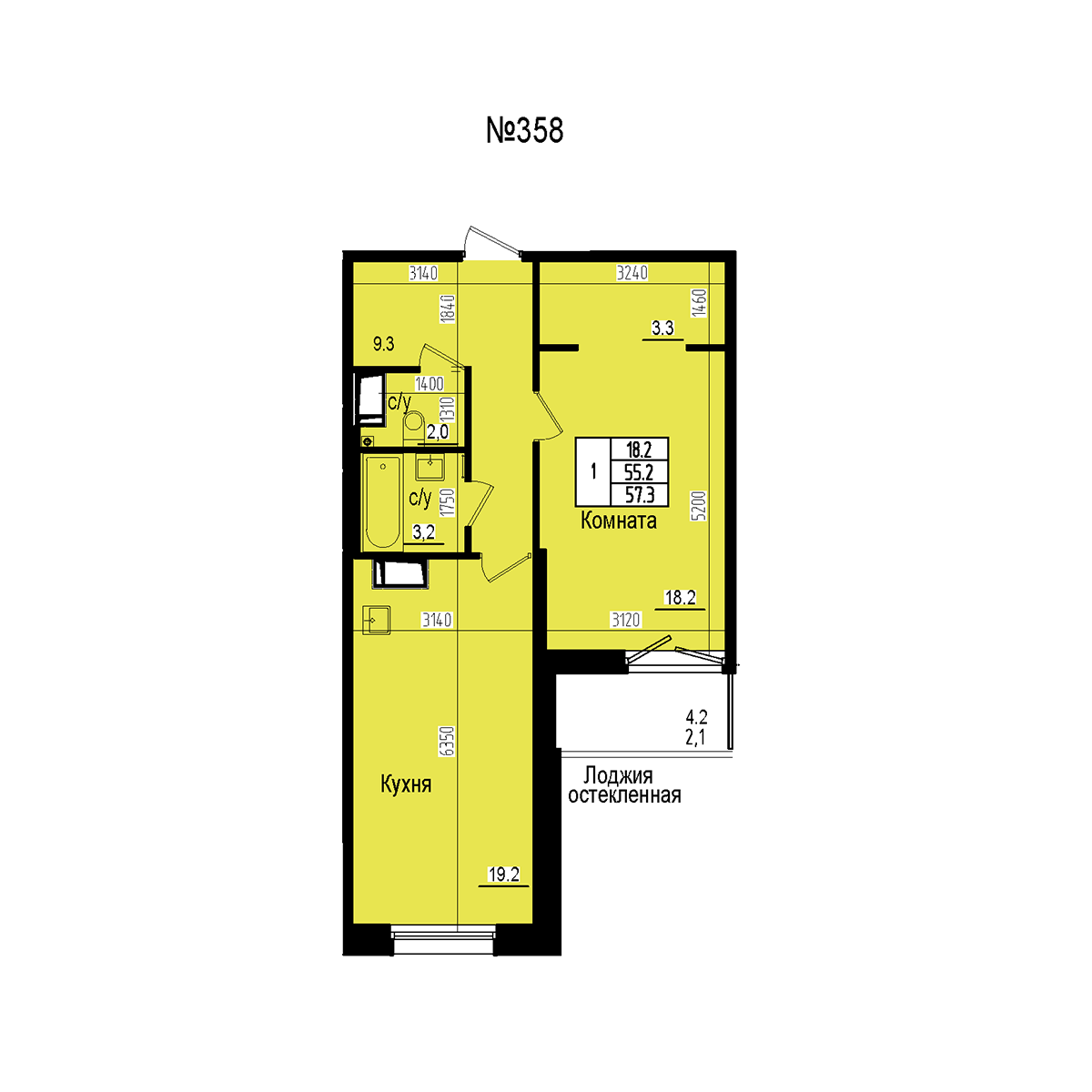 Однокомнатная №358