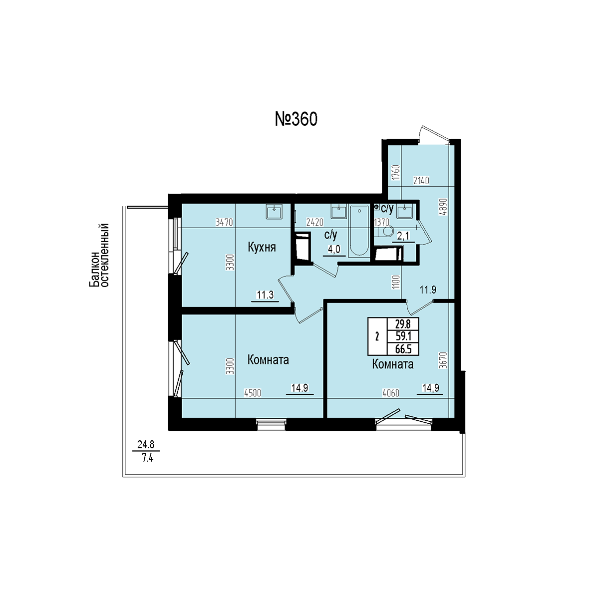 Двухкомнатная №360