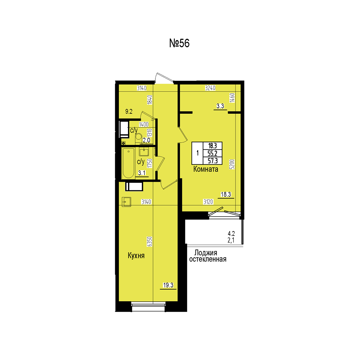 Однокомнатная №56