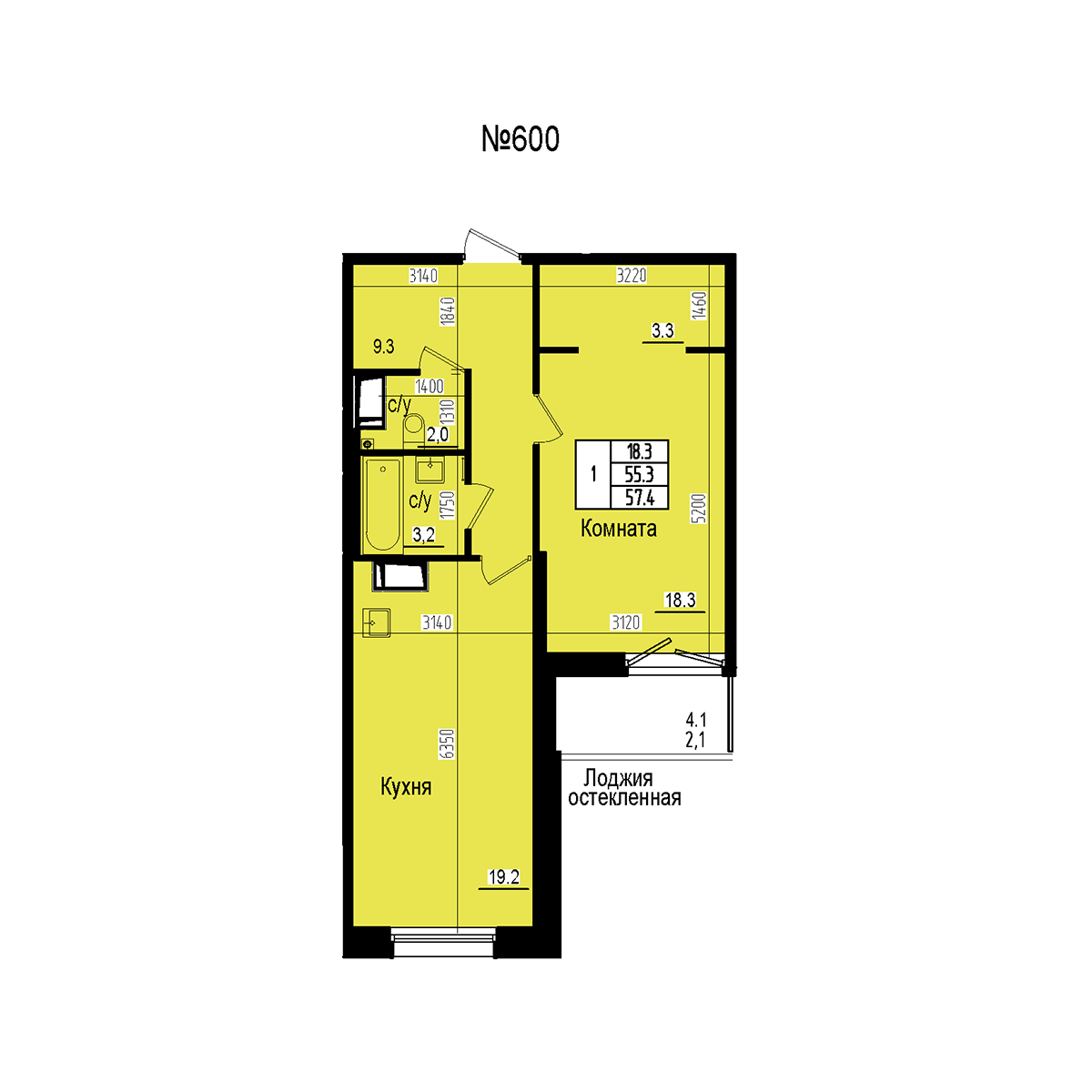 Однокомнатная №600
