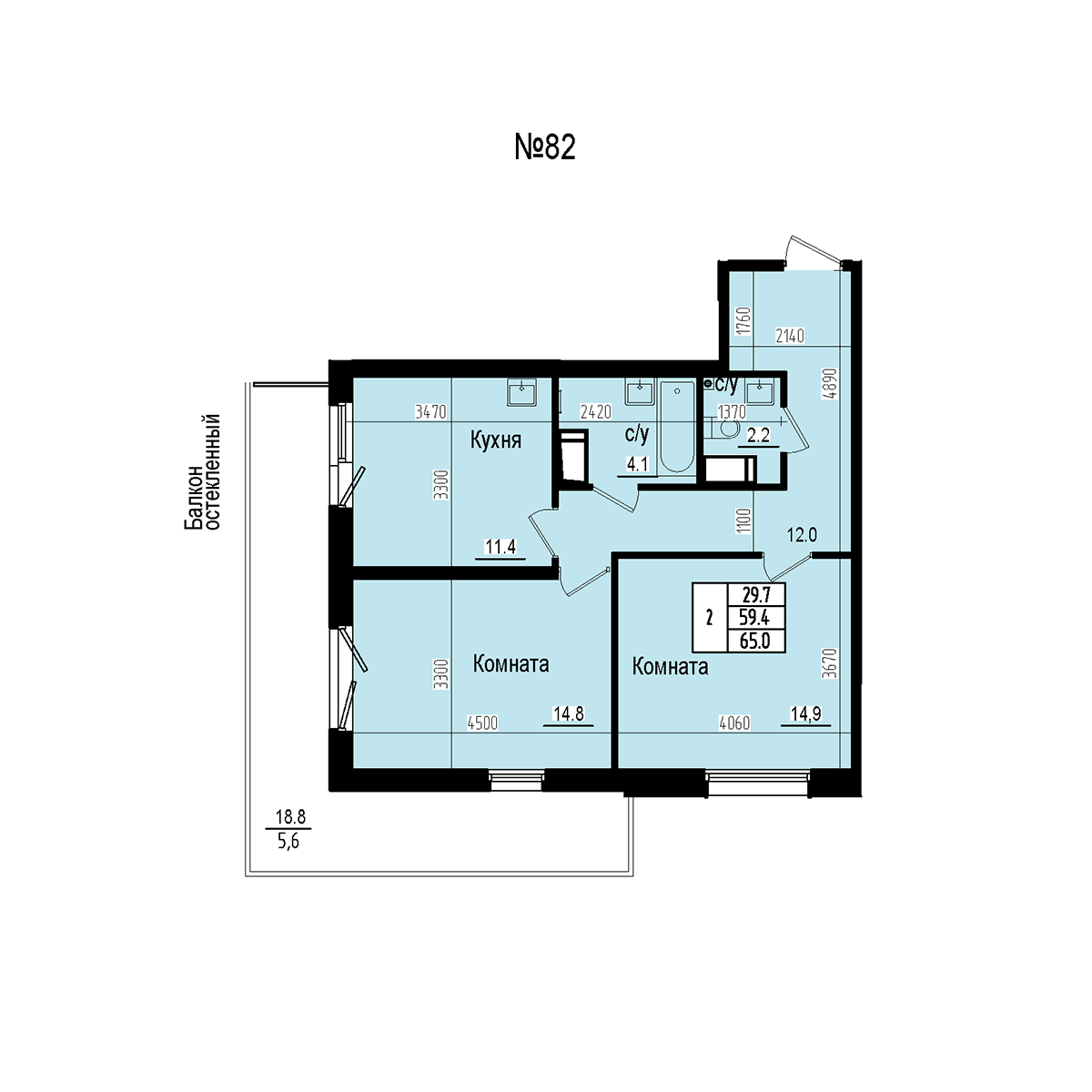 Двухкомнатная №82