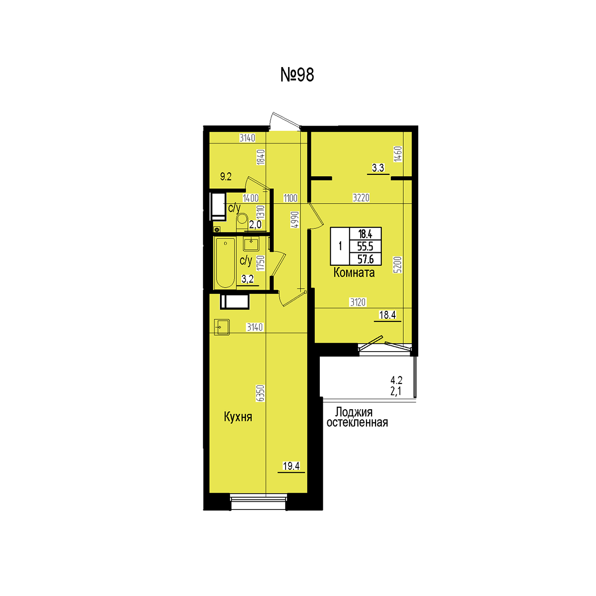 Однокомнатная №98