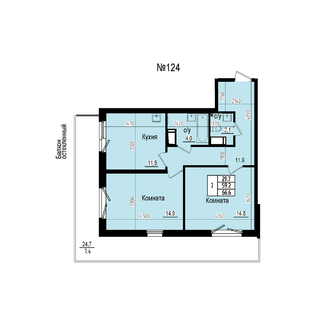 Двухкомнатная №124