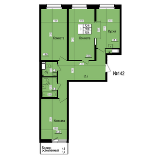 Трёхкомнатная №142