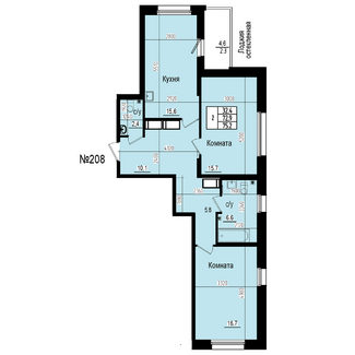 Двухкомнатная №208