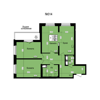 Трёхкомнатная №314