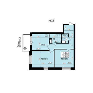 Двухкомнатная №34