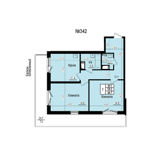 Двухкомнатная №342