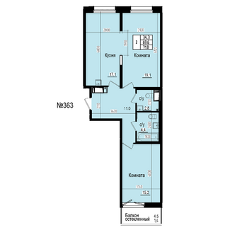 Двухкомнатная №363