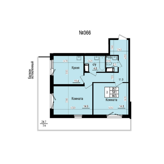 Двухкомнатная №366