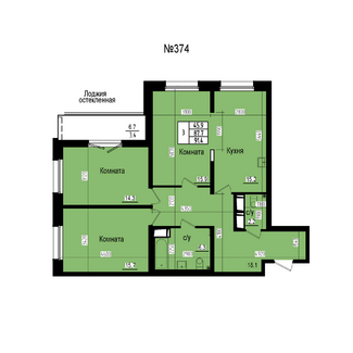 Трёхкомнатная №374