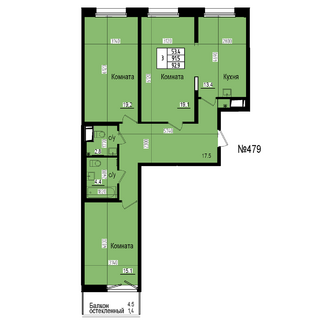 Трёхкомнатная №479