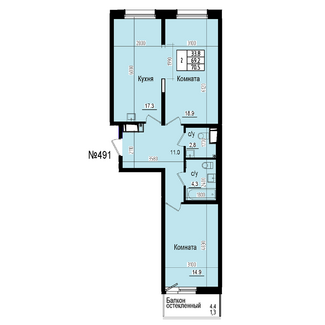 Двухкомнатная №491
