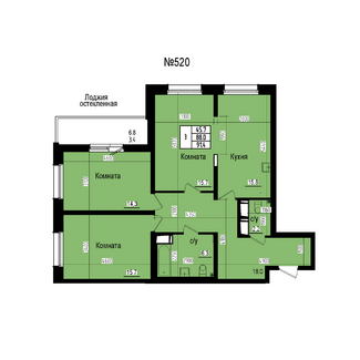 Трёхкомнатная №520