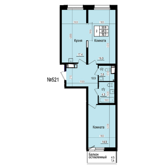 Двухкомнатная №521