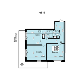 Двухкомнатная №536