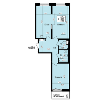 Двухкомнатная №569