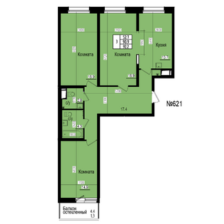 Трёхкомнатная №621